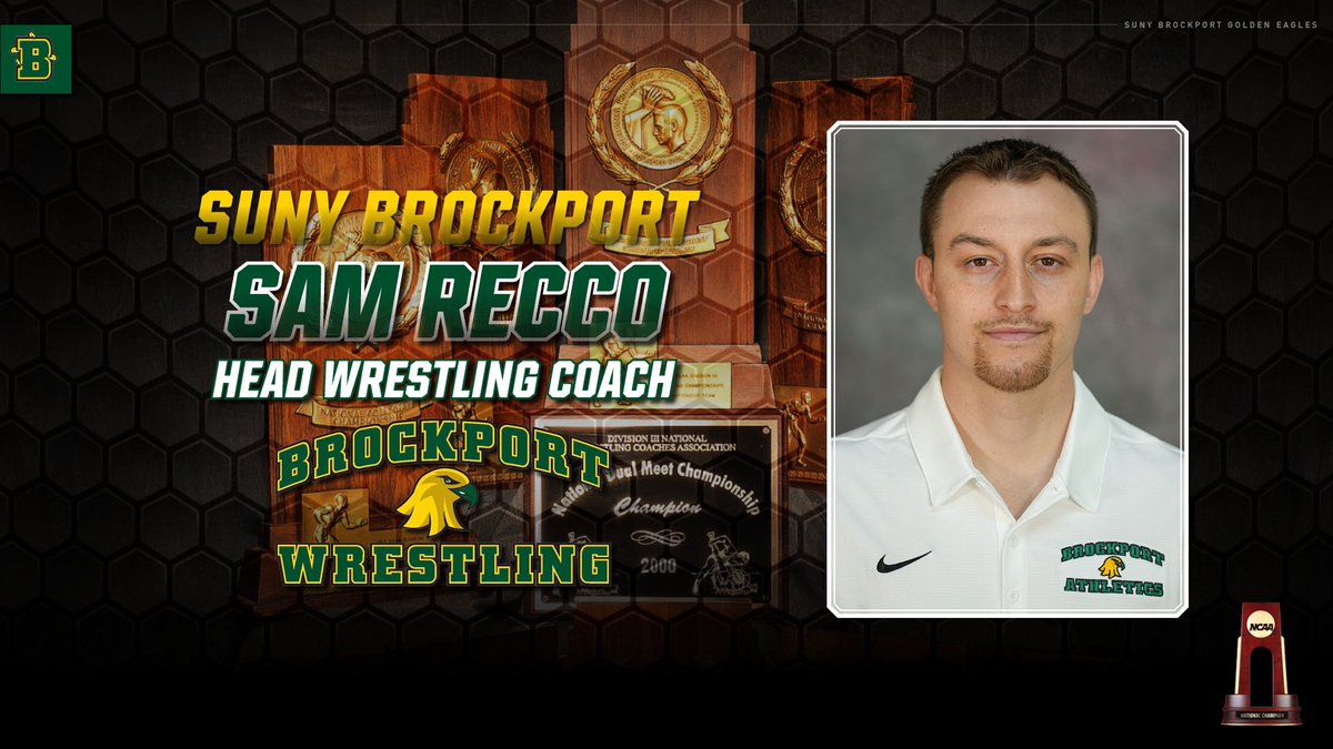 BrockportW's tweet photo. Your 2022-2023 Wrestling Coaching Staff! 

Coach Recco &amp; Coach Silvis will be leading the Golden Eagles into battle this season. #ProtectTheNest #TalonsUp 🦅 https://t.co/Q12x9rcx7Q