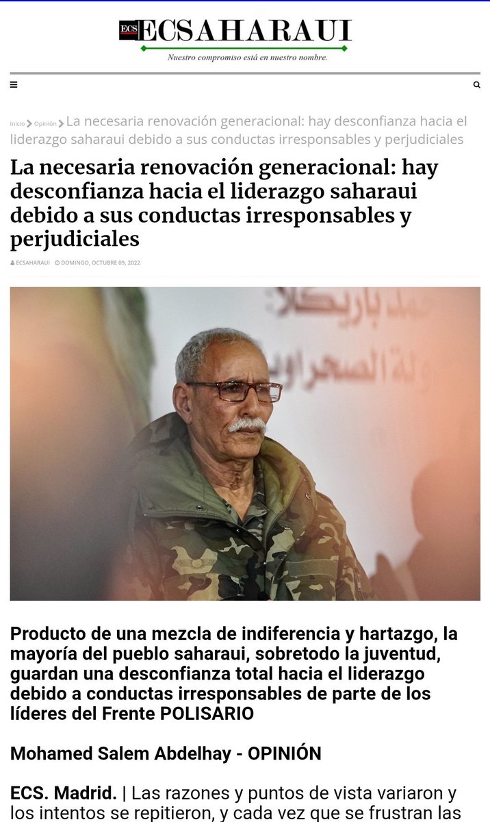 focasa's tweet photo. El Confidencial Saharaui, o como publicar un duro artículo crítico con sus líderes, para días después hacer anuncio oficial en un infumable panegírico de tono sensacionalista, alabando a esos mismos líderes por mostrar alguna señal de indulgencia y aperturismo con sus opositores. https://t.co/zmVreFWNDi