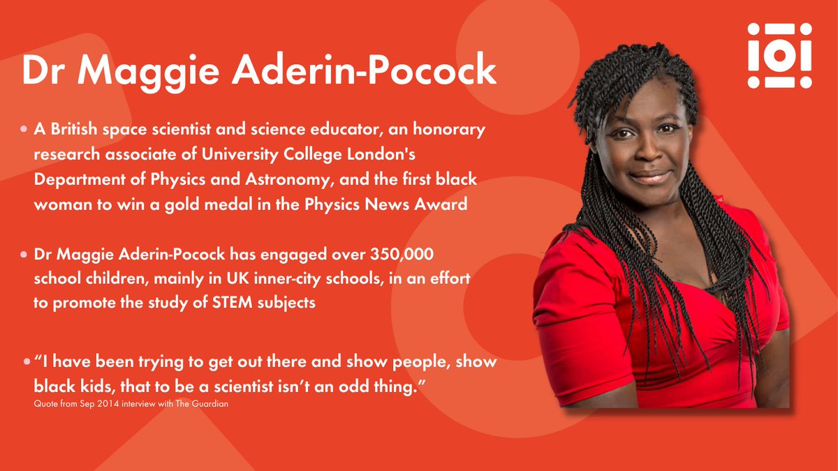 ImaginationLdn's tweet photo. Dr Maggie Aderin-Pocock 🤩
A space scientist, science educator, and huge inspiration for us at iOi 🔭
#blackhistorymonth #jobsforthefuture https://t.co/9Q5RxPtHTs