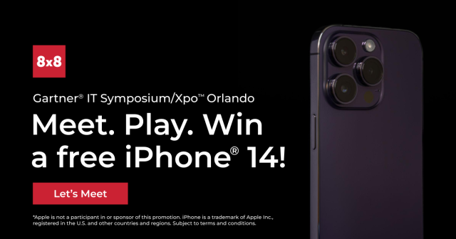 tinalundeensmit's tweet photo. Book a meeting with @8x8 experts at the Gartner IT Symposium/Xpo - Orlando and be entered into a daily raffle to win an iPhone 14. 📱 #UCaaS #CCaaS #XCaaS #GartnerSYM #businesscommunications https://t.co/Hki6xsekSF https://t.co/y9sgxCjxOZ