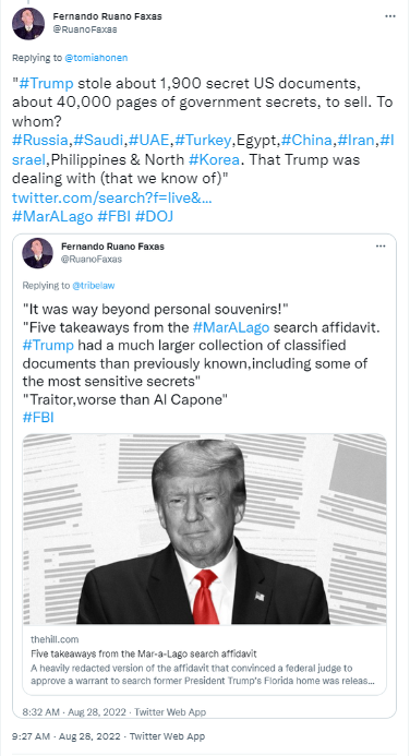 RuanoFaxas's tweet photo. @January6thCmte @BennieGThompson @RepZoeLofgren @RepAdamSchiff @RepElaineLuria @RepKinzinger @RepPeteAguilar @RepRaskin @RepStephMurphy "Four months ago, the Select Committee convened to start presenting our findings to the American people. Today at 1pm ET, the committee will present the key facts we’ve uncovered during our investigation"https://t.co/eFx0PFXudw
#Election #Capitol #MarALago #Trump-#Putin #FBI #DOJ https://t.co/aptlHfyUsN