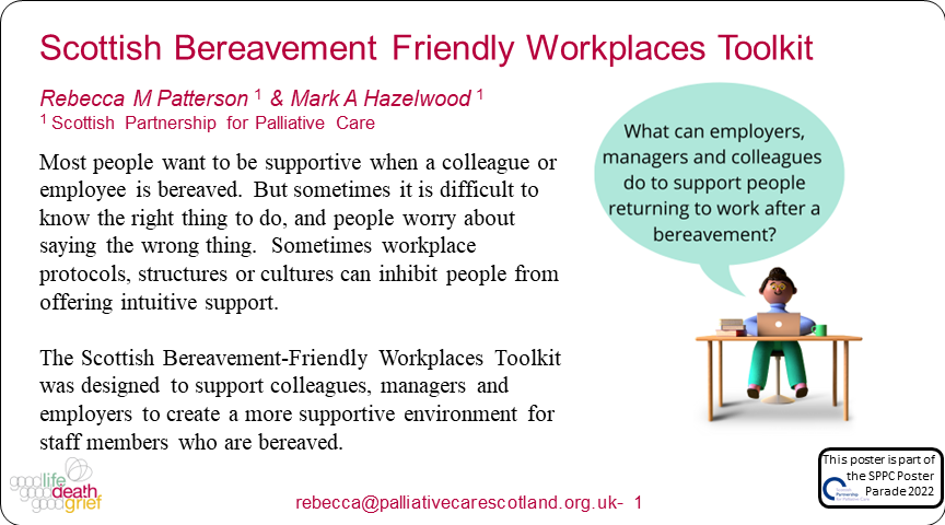 Palliative_Scot's tweet photo. Poster 43 #SPPCPosterParade22 Scottish Bereavement Friendly Workplaces Toolkit @RebPatter @LifeDeathGrief @Palliative_Scot [ 
 this poster is a personal favourite... ;-)  ] https://t.co/T82lg2JnQc