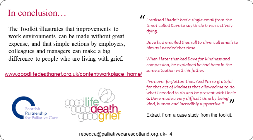 Palliative_Scot's tweet photo. Poster 43 #SPPCPosterParade22 Scottish Bereavement Friendly Workplaces Toolkit @RebPatter @LifeDeathGrief @Palliative_Scot [ 
 this poster is a personal favourite... ;-)  ] https://t.co/T82lg2JnQc