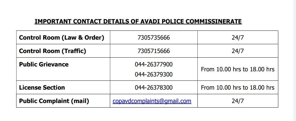 Avadi Police Commissionerate tweet media