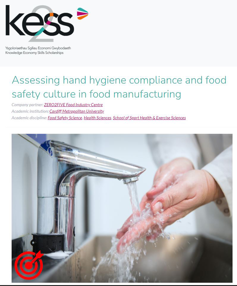 On #globalhandwashing day we thought we would share <a href="/Emma_SamFSC/">Emma Samuel</a>'s case study on ‘Assessing hand Hygiene compliance and food safety culture in food manufacturing’ 
kess2.ac.uk/case-studies/c… 

Emma is one of our KESS2 PhD Research Students <a href="/CardiffMetDA/">Cardiff Met Doctoral Academy</a>  <a href="/KESS_Central/">KESS 2</a> <a href="/CSS_Research/">CardiffMet CSSHS R&I</a>