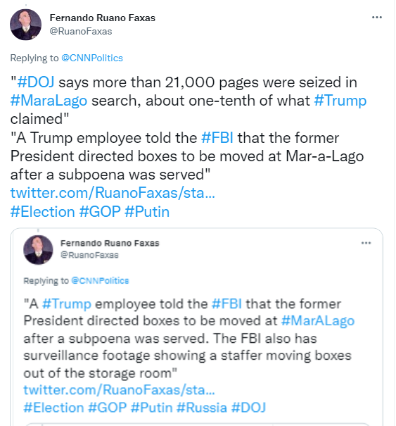 RuanoFaxas's tweet photo. @January6thCmte @BennieGThompson @RepZoeLofgren @RepAdamSchiff @RepElaineLuria @RepKinzinger @RepPeteAguilar @RepRaskin @RepStephMurphy "Four months ago, the Select Committee convened to start presenting our findings to the American people. Today at 1pm ET, the committee will present the key facts we’ve uncovered during our investigation"https://t.co/eFx0PFXudw
#Election #Capitol #MarALago #Trump-#Putin #FBI #DOJ https://t.co/aptlHfyUsN