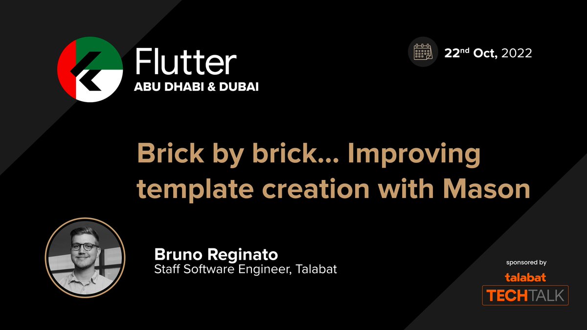 Flutter_AD's tweet photo. β¨ Speaker Announcement β¨
We are excited to have @brunoireginato as part of our speaker lineup. π
Learn how to speed up your development with Mason. Brick by brick... π§±
#FlutterAD #FlutterUAE #Flutter ππ¦πͺ https://t.co/MRUtirbOHR