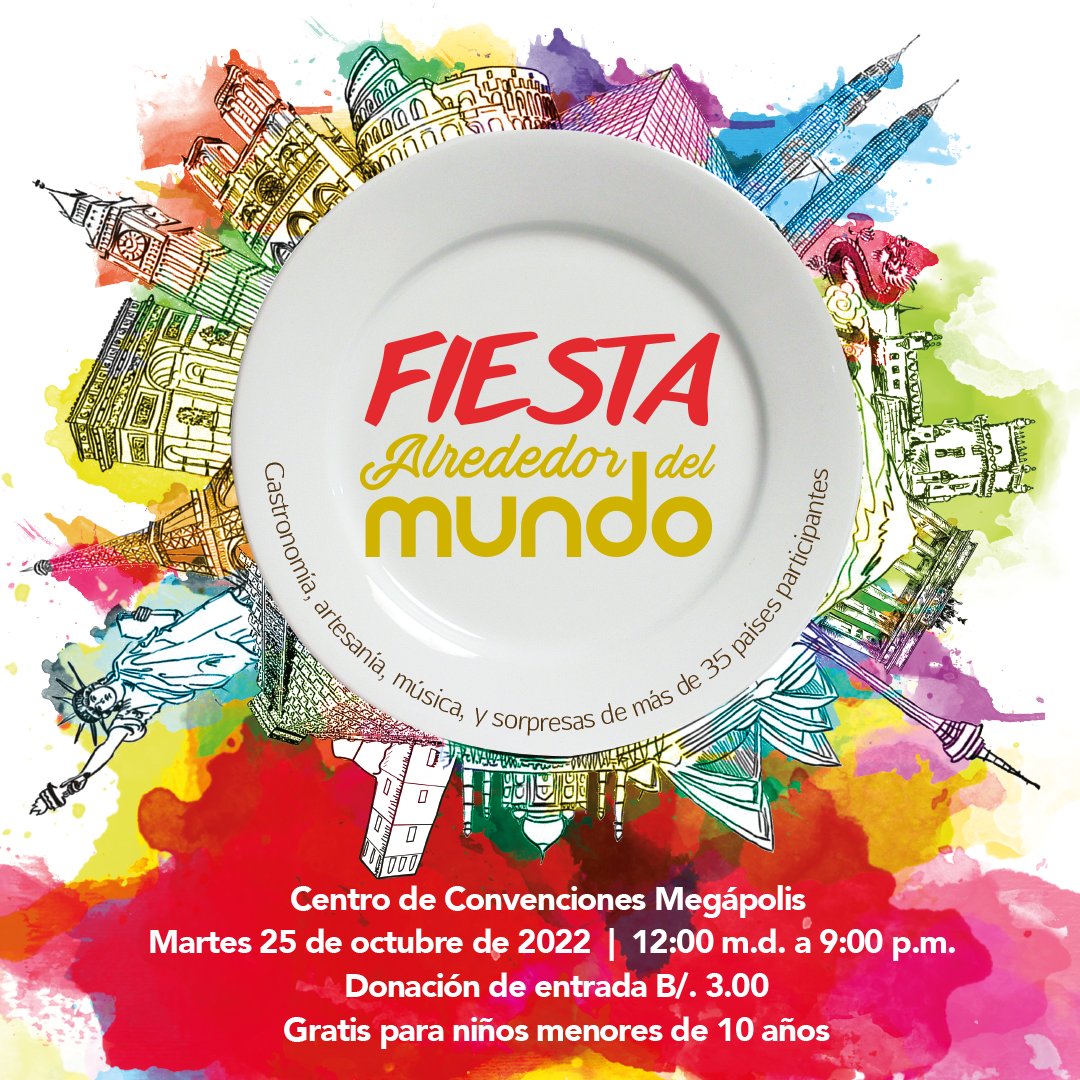 ItalyinPanama's tweet photo. Recorre el mundo en una tarde en la #FAM2022 “Fiesta Alrededor del Mundo 2022”🌎
📍25 de octubre, 12:00 md-9:00 pm, Megapolis
🥳Gastronomía, artesanía y presentaciones de más de 35 países
🎟️B/.3,00. Gratuito para niños menores de 10 años
👉Organiza: Caravana de Asistencia Social https://t.co/WVx8kEjknT