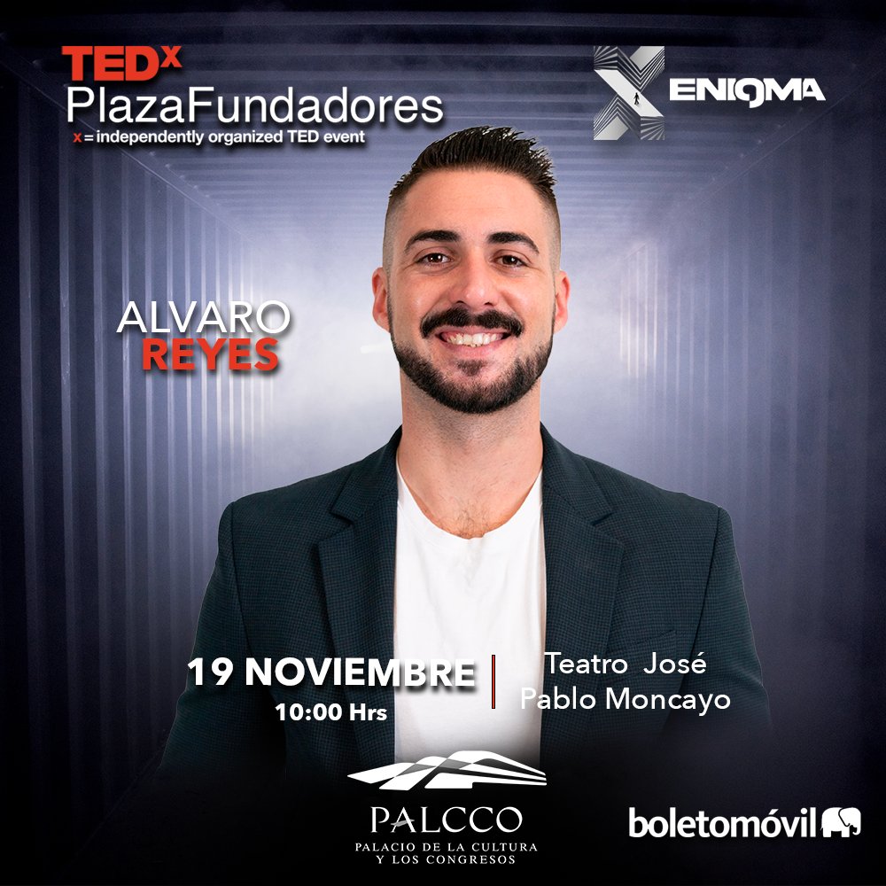 #tedx Plaza Fundadores presenta como speaker a Alvaro Reyes coach ejecutivo, brinda mentoría y consejos para tu mejora personal, tu estilo de vida y tus habilidades sociales.
Compra tu boleto en: boletomovil.com/evento/tedx-pl…
#tedx PALCCO <a href="/alvarodaygame/">Álvaro Reyes</a>