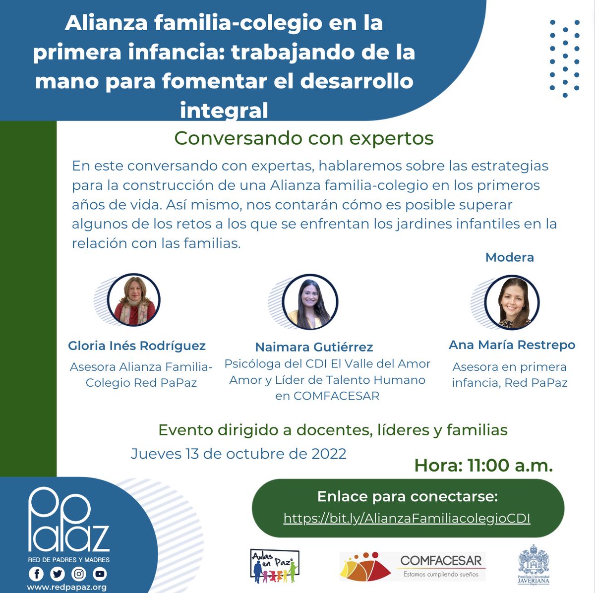RedPaPaz's tweet photo. ¿Cuáles son los retos de la alianza familia-colegio en zonas rurales o lugares de baja conectividad?
En 10 min conéctese al #ConversandoConExpertos "Alianza familia-colegio en la primera infancia: trabajando de la mano para fomentar el desarrollo integral"
https://t.co/9PEbf5gLoP https://t.co/eyi6c38Wss