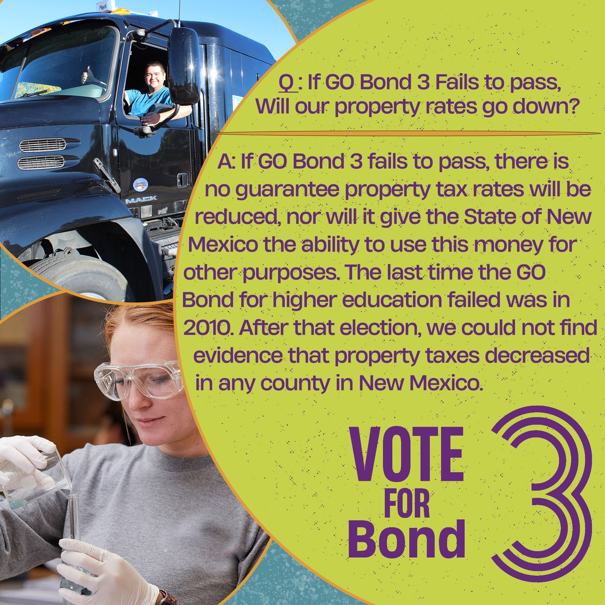 The fact is, there is NO guarantee that property taxes will be reduced if GO Bond 3 fails to pass. It also will NOT increase property tax rates if it passes. Visit our website at the link below for more information. 🔗 bond3fornm.com #Bond3ForNM