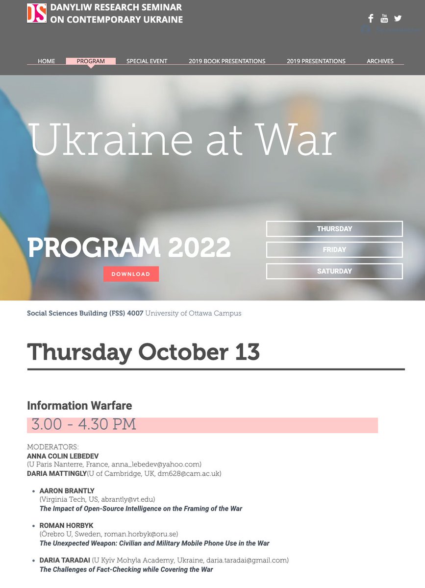 My North American tour continues - after another early wheels up to Ottawa I'm about to speak on #mobile phone use in #Russia #war on #Ukraine at top #UkrainianStudies research tribune, @Danyliw22. Honoured to be in the opening panel! @uOttawa @DanyliwrSeminar