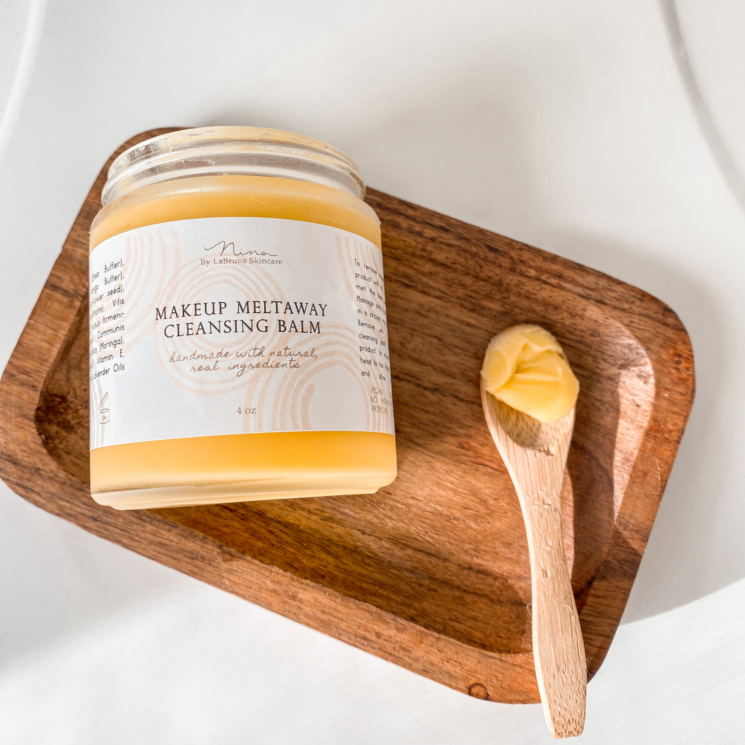 Watch your makeup melt away while nourishing and moisturizing with Makeup Meltaway Cleansing Balm. Nourishing ingredients include:

🌱Shea Butter: Moisturizing, Vitamin A reduces wrinkles, antioxidant, boosts collagen production.

🌱Mango Butter: Vitamin C helps to boost cell