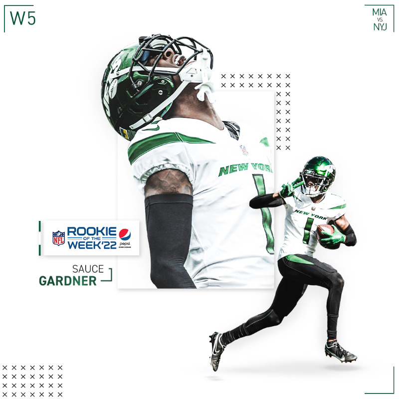 nyjets's tweet photo. THE BELT IS NOT LEAVING FLORHAM PARK.

Congrats @iamSauceGardner on being named the @pepsi Zero Sugar Rookie Of The Week!!