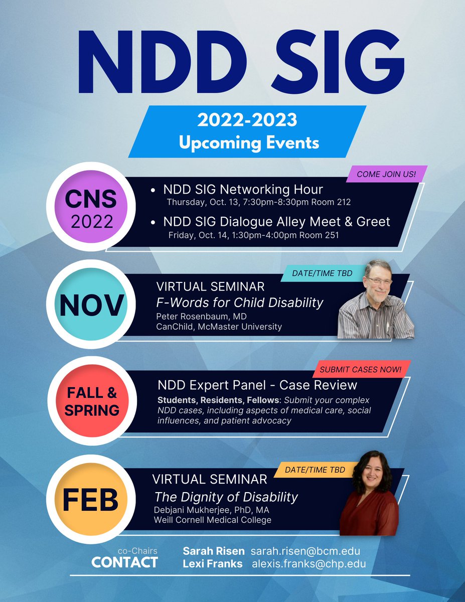 SMLazarMD's tweet image. Interested in the care of children with #NDD #neurodevelopmentaldisabilities? Are you at @ChildNeuroSoc #CNSAM? Want to learn more of this amazing subspecialty and training pathway? 

Join the #NDD SIG events! #Match2023 @NMatch2023