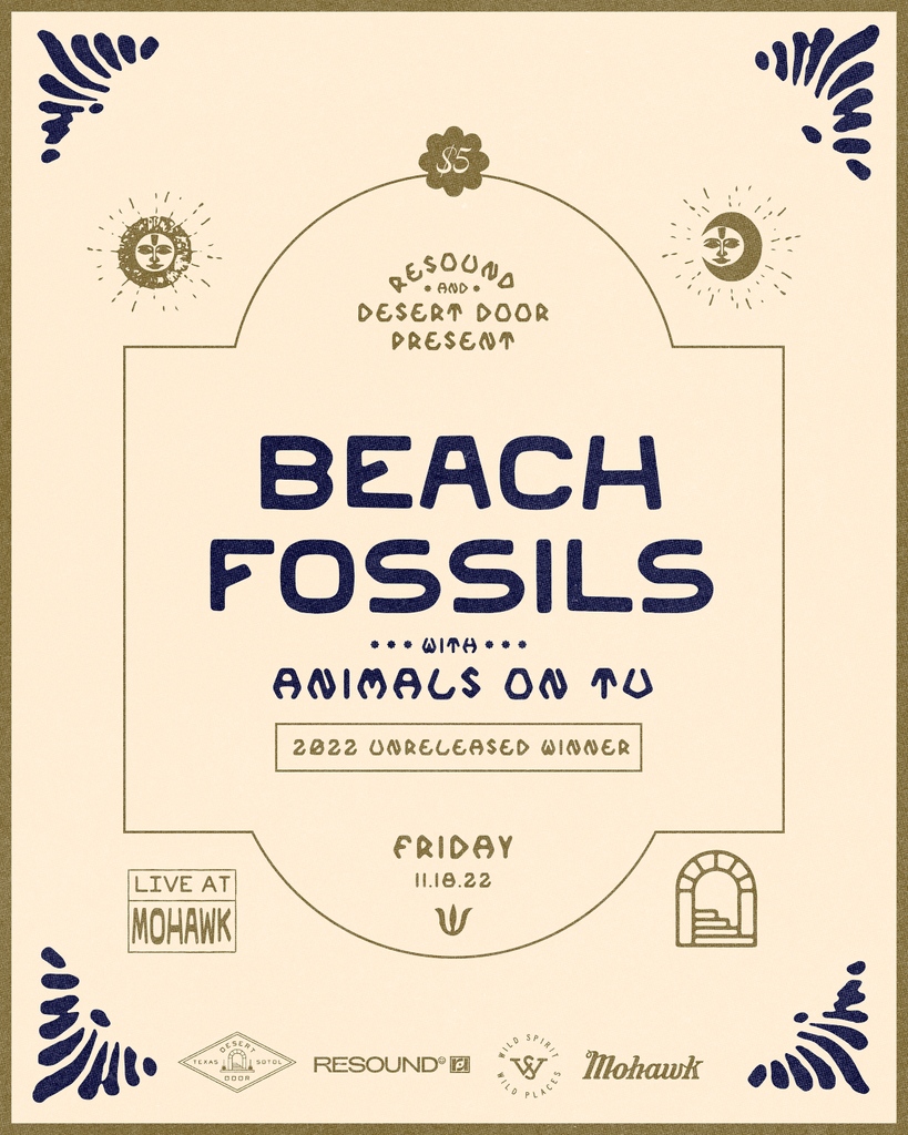 Y’ALL. <a href="/beachfossils/">Beach Fossils</a> are coming back to TX &amp; they're stopping at <a href="/mohawkaustin/">Mohawk Austin</a> on 11/18 w support from our Unreleased winner Animals On TV! Thanks to our pals at <a href="/DesertDoorSotol/">Desert Door Distillery</a>, tix are only $5!!! Run to the link in bio to grab 'em now cuz this bad boy is gonna sell out ❤️‍🔥