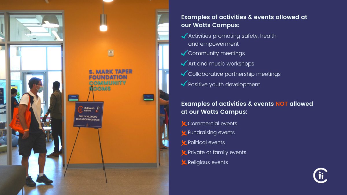 We are delighted to offer available spaces to community partners, groups and other non-profit organizations at CII's new Watts Campus. 

Head to childrensinstitute.org/WattsReservati… to reserve a room! 

#Watts #WattsCommunity #CommunityPartners
