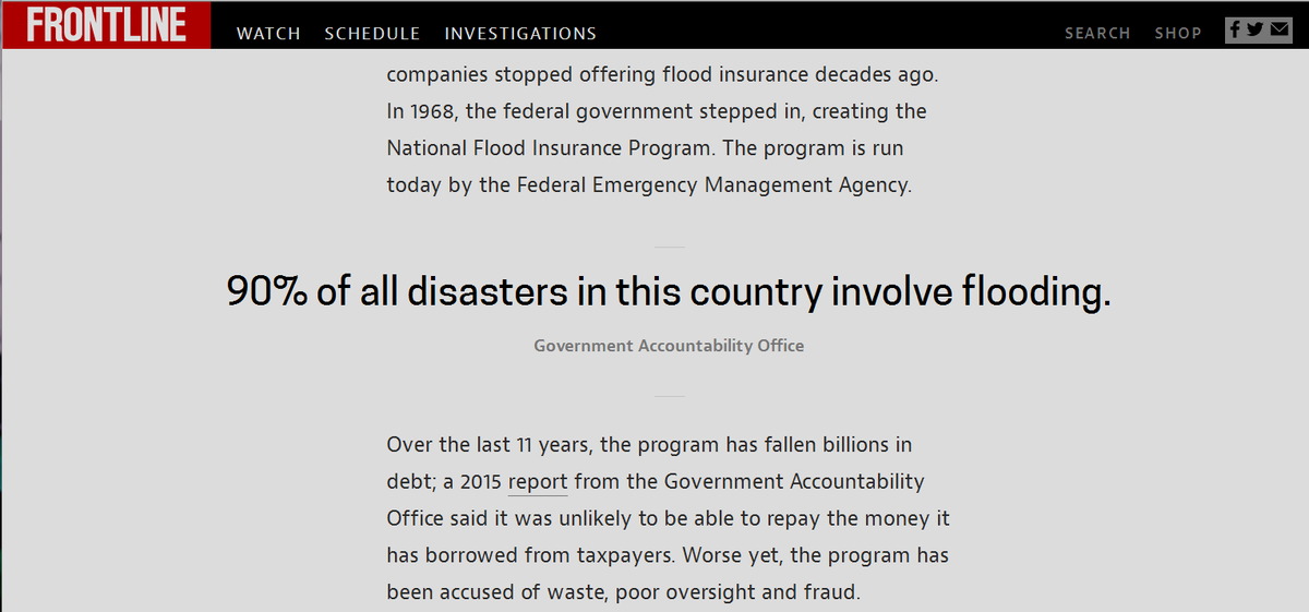 GoStrategic's tweet image. 90% of US disasters involve #flooding @FrontlinePBS to.pbs.org/25kQdsm #FEMA #inspection floodzone