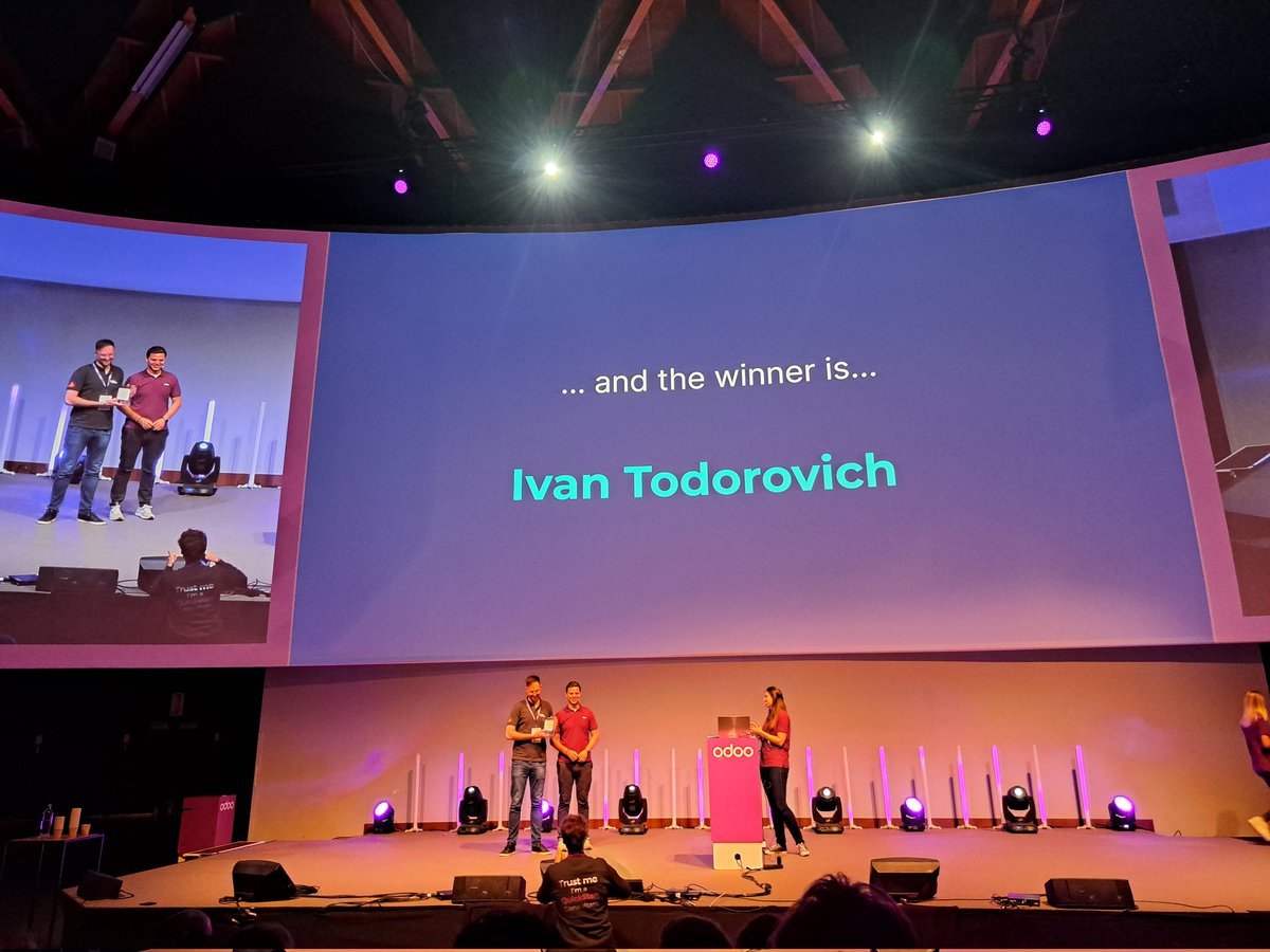And the winner of Best Contributor is...Ivan Todorovich! Congrats 🎉 #OdooExperience