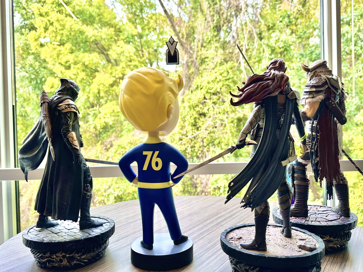 On his visit to ZeniMax Online Studios, Vault Boy teamed up with three trusty Tamriel heroes for his latest adventure. Congratulations and happy #Fallout25 Anniversary to our friends at @BethesdaStudios and @Fallout!