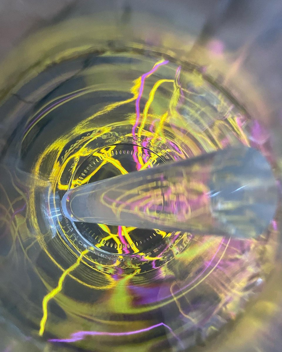 JuliaSnowdin's tweet photo. As requested by @kleadesigner I’ve lit @ClareJolley beautiful cylinders. I’ve used El wire in pink and yellow, two glass tables and some milk bottles and love the squiggly, zig zig effect #light #elwire #pink #yellow #milkbottles #cyclinders #clear #plastic #foundobject https://t.co/9mCQvgzg6E
