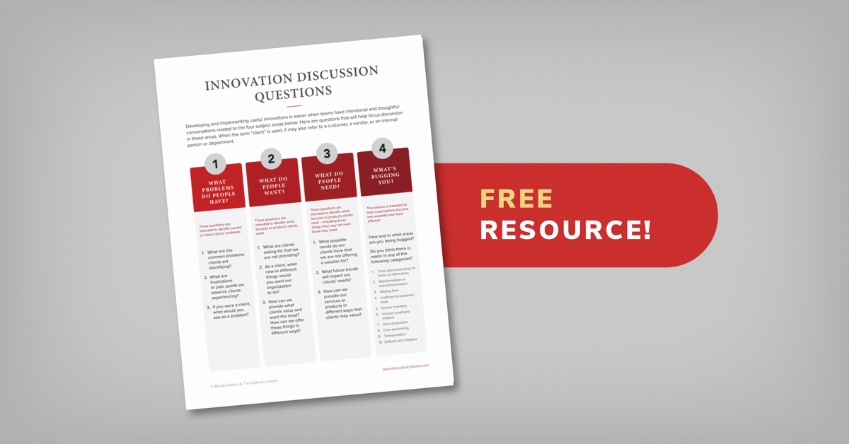 randysgrieser's tweet photo. Leading innovation is about inspiring others to work towards growth and progress. Helping employees envision a different future and explore the possibilities of how to get there. Use the guide in the link below to explore helpful innovation questions. https://t.co/ZitglXIF3z https://t.co/klodL7g2Ql