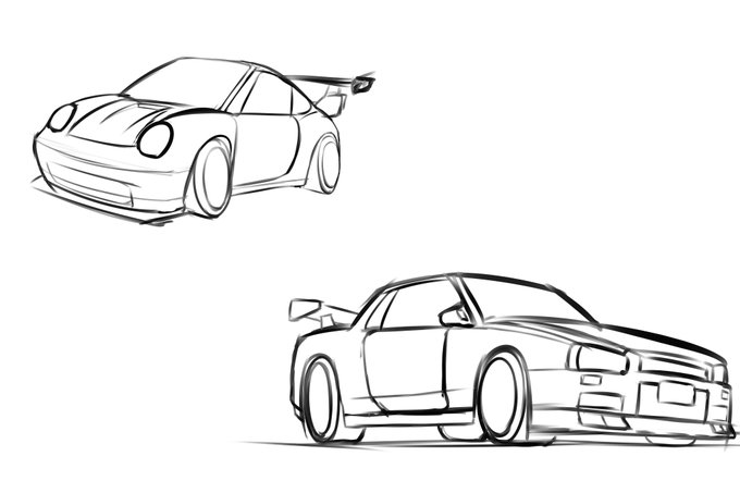 途中から好きな車を描いてた 