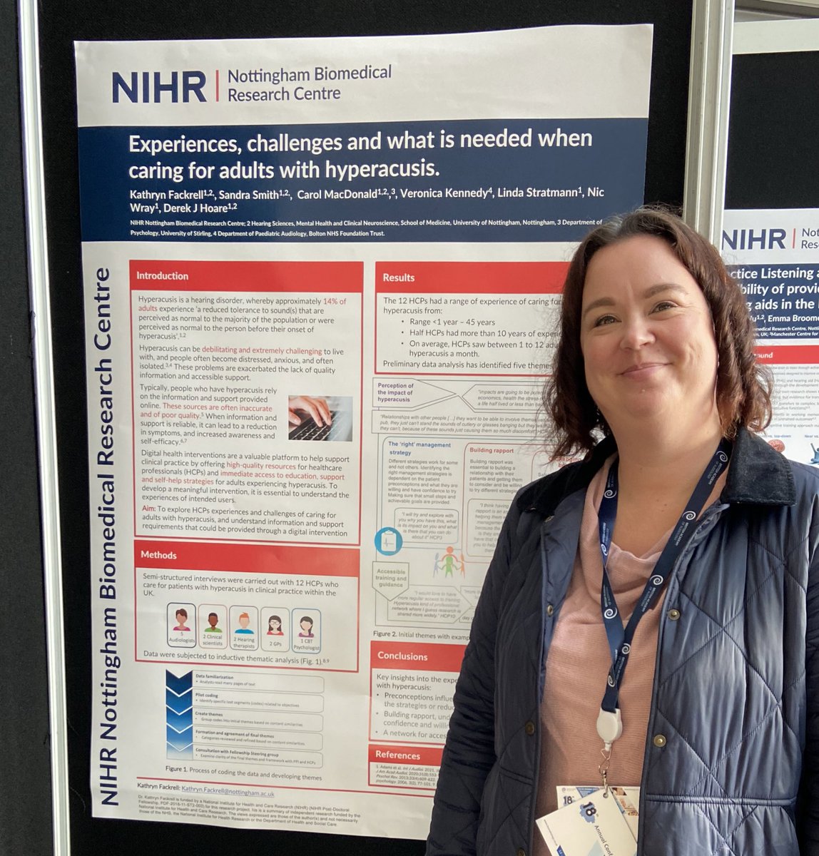 Loving talking about #hyperacusis and the results of interviews with healthcare professionals about caring for hyperacusis at #BAAconf2022. <a href="/NIHRresearch/">National Institute for Health and Care Research</a> <a href="/NottmBRC/">NIHR Nottingham BRC</a> <a href="/hearingnihr/">Nottingham Biomedical Research Centre, Hearing</a>