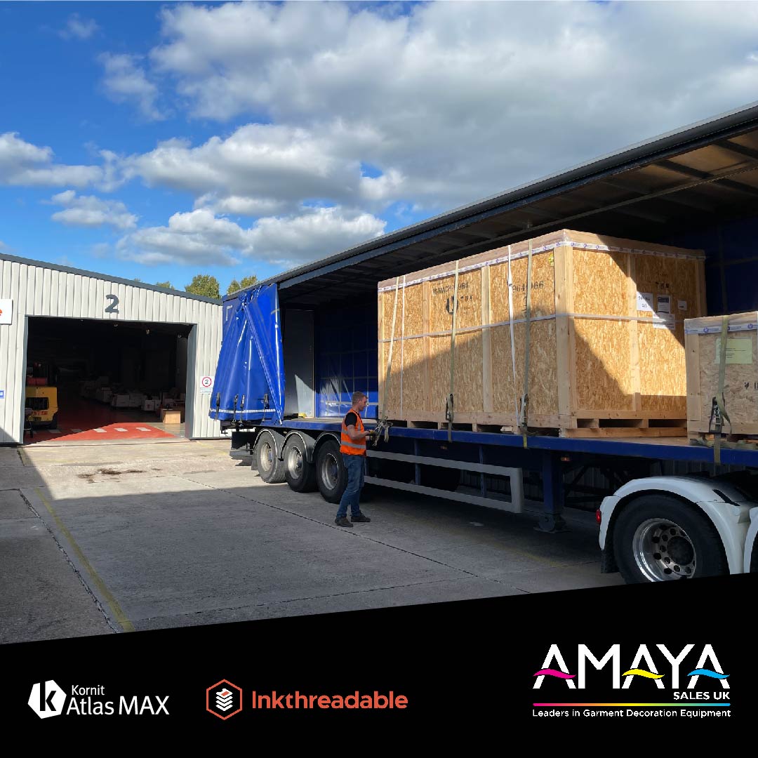 amaya_uk's tweet photo. Congratulations today to Inkthreadable who have taken delivery of their new Kornit Atlas Max DTG printer!
@Inkthreadable @kornitdigital
#kornitdigital #kornitatlasmax #kornitdtg #DTGprinting #printondemand #3dprinting #delivery #garmentprinting #inkthreadable #new https://t.co/urLS2CvhXV