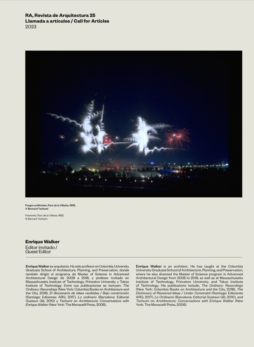 jtarmin's tweet photo. Nueva llamada a artículos / New Call for Articles RA, Revista de Arquitectura @etsaunav 25, 2023 La vida de un edificio / The Life of a Building 
Editor invitado/Guest Editor: Enrique Walker; plazo 15 Febrero 2023/deadline February 15, 2023 https://t.co/NzmRsdWaxX