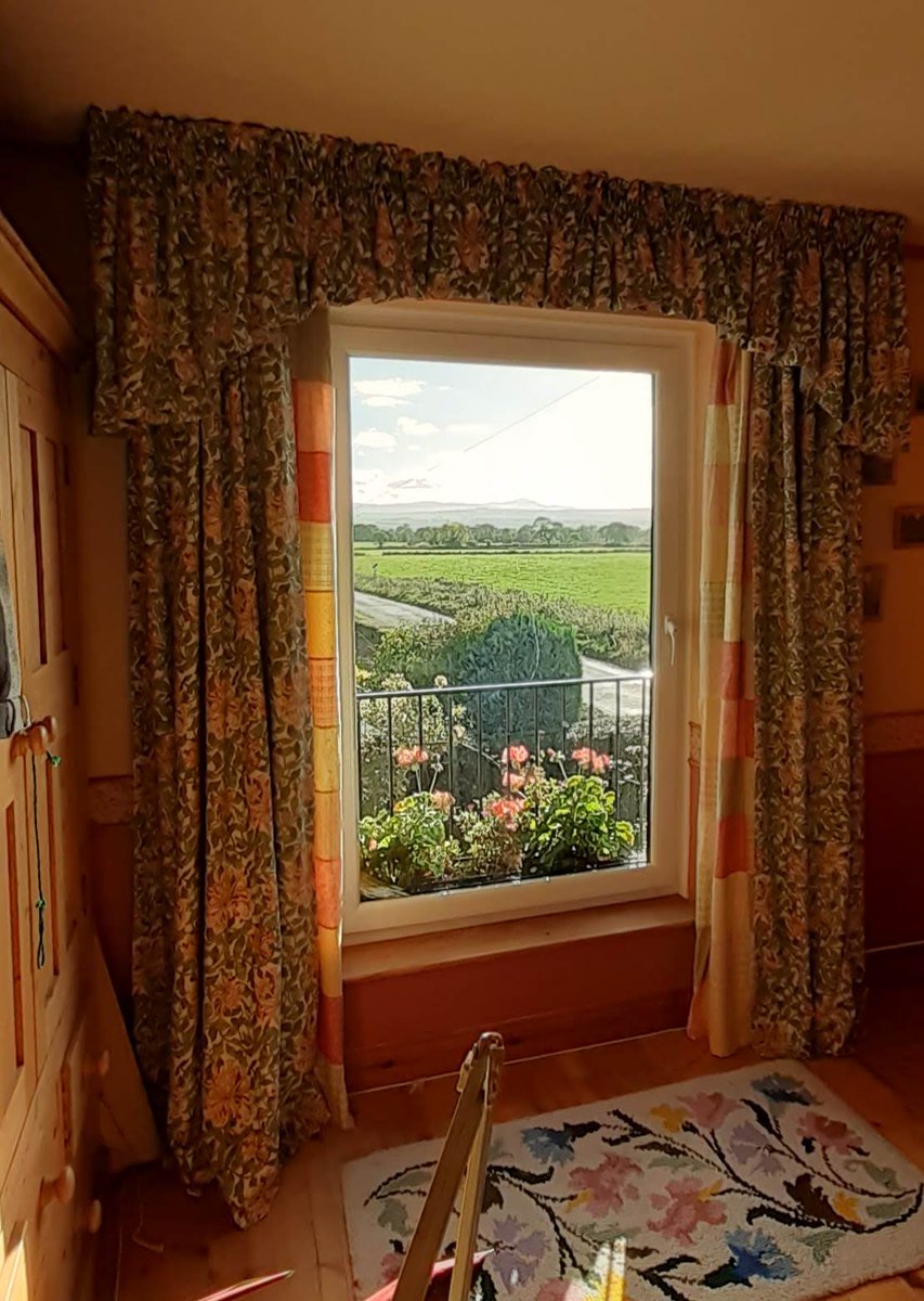 RimmerMark's tweet photo. Finally got the the curtains finished for the spare room. Really pleased  with the result. That's Skiddaw in the distance. https://t.co/QeoR14mQ9T