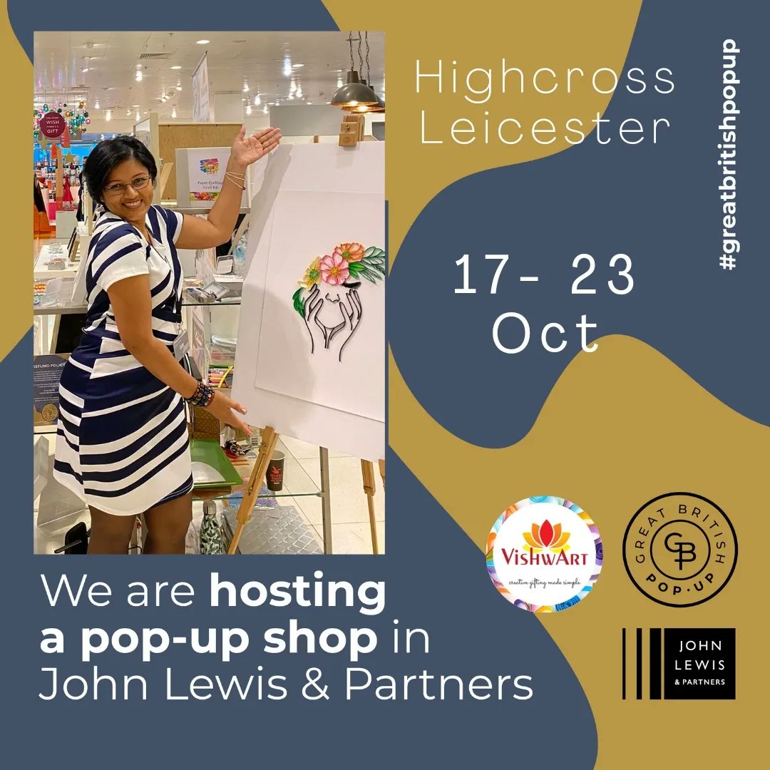 VishwArt's tweet photo. Not long before we showcase our products at John Lewis Highcross Leicester with our very own Popup Shop. 

Come see us from 17th - 23rd October 
At John Lewis @JohnLewisRetail @Highcross https://t.co/iIEGG3q7EY