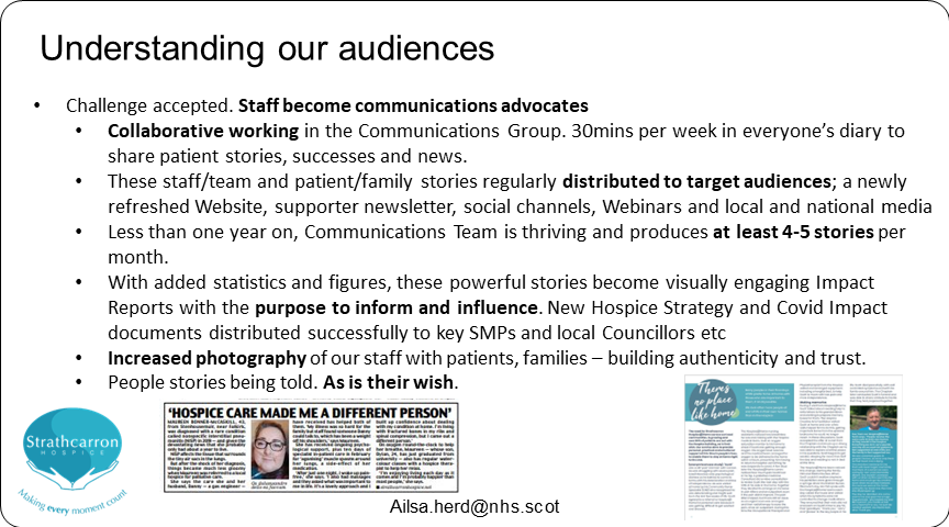Palliative_Scot's tweet photo. Poster 51 #SPPCPosterParade22 The power of storytelling: building up a team mindset to tell the Hospice story @edstrathcarron @strathcarron1 https://t.co/PAuCKeDGvK