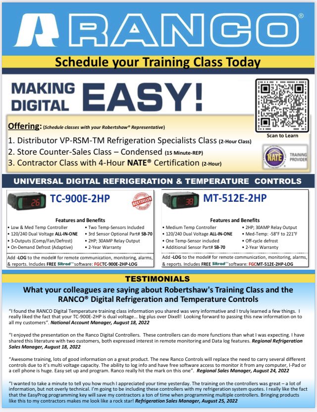 Have a great show and Refrigeration Control Training Class. RANCO training classes available nationwide thru your local Robertshaw/RANCO Mfg Representative. <a href="/ShaneWiemers/">Shane Wiemers</a> with Lucas Marchi(Robertshaw) &amp; Warren Little with Williston-Allen <a href="/RobertshawHQ/">Robertshaw®</a> <a href="/NATEtechnicians/">NATETechnician</a>