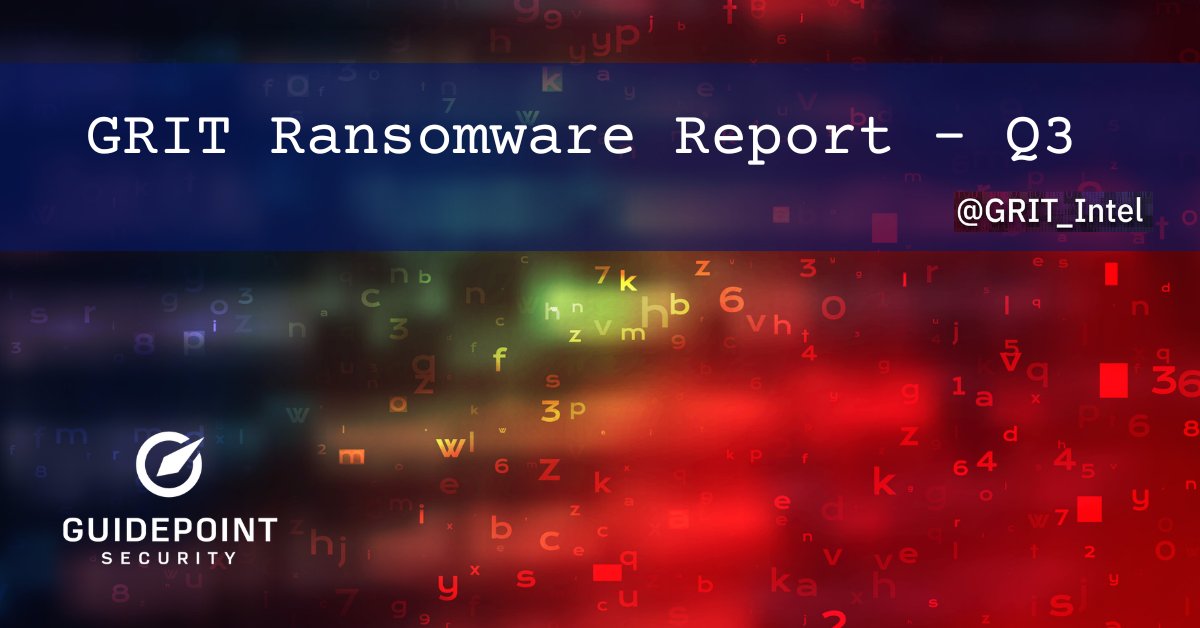 Discover the who, what and where of #ransomware in the latest release of the GRIT Q3 Ransomware Report. Highlights include year-to-date trends, the top 10 ransomware threat actors, a new ransomware group #Sparta + more. Read on: guidepointsecurity.com/resources/grit… <a href="/GRIT_Intel/">GRIT_Intel</a>
