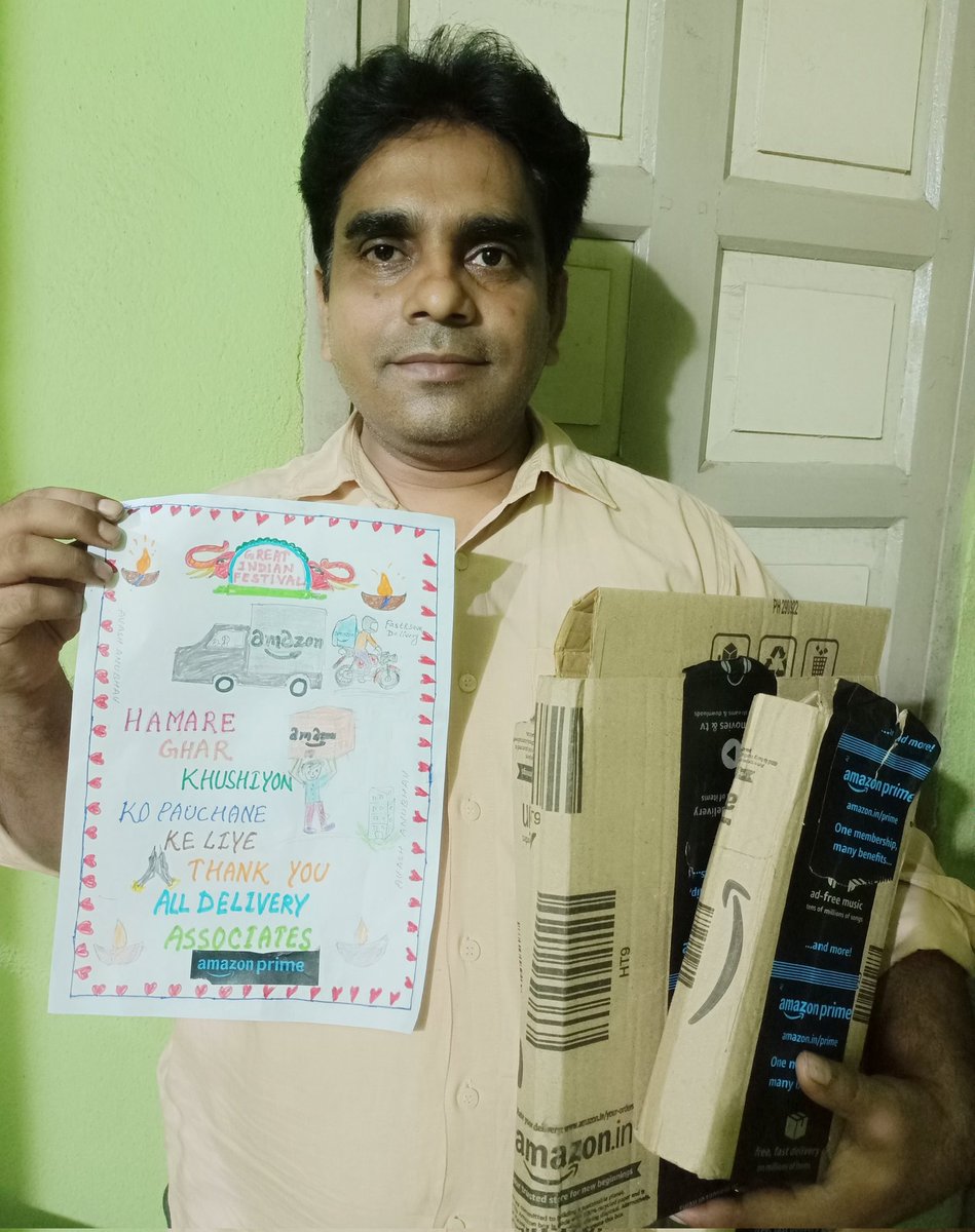 AnubhavAvash's tweet photo. THANKYOU @amazonIN Delivery Associates,'Mera dost ,Mera hero' For making my life easy by doing fast & safe delivery products of Happiness ,love in best possible way at our door step,we salute your hardwork,dedication ❤️
#DeliveryThanks👏
@Priyaavni1 @Kumarivaishali9 @VinisaAbha https://t.co/WR6itVIJQt