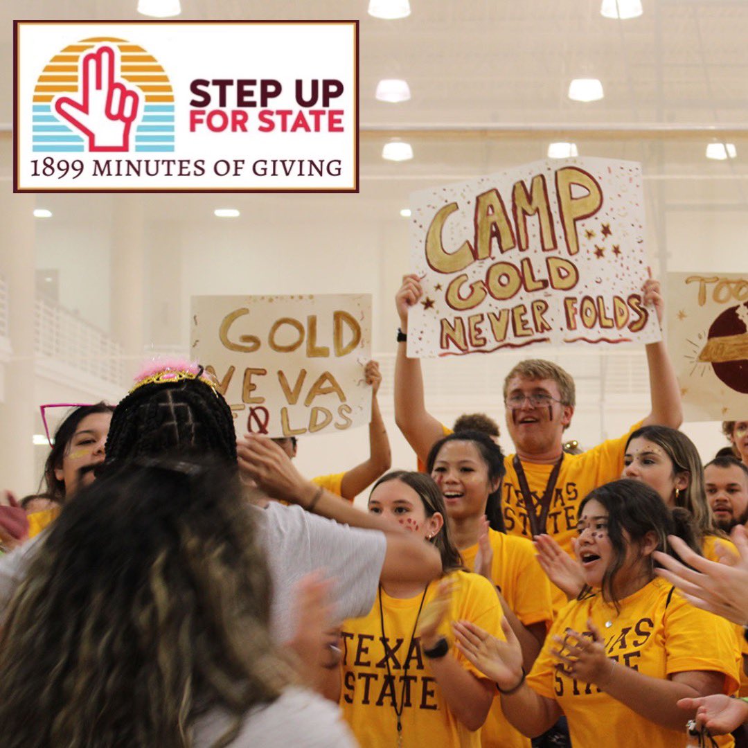 Cat_Camp's tweet image. It’s time to Step Up For State! 
Your gift today will help send students to Cat camp who can’t afford the camp fee. Every donation gets us closer to providing students with a transformational opportunity that will forever impact their experience at TXST.

stepup.txstate.edu/o/texas-state-…