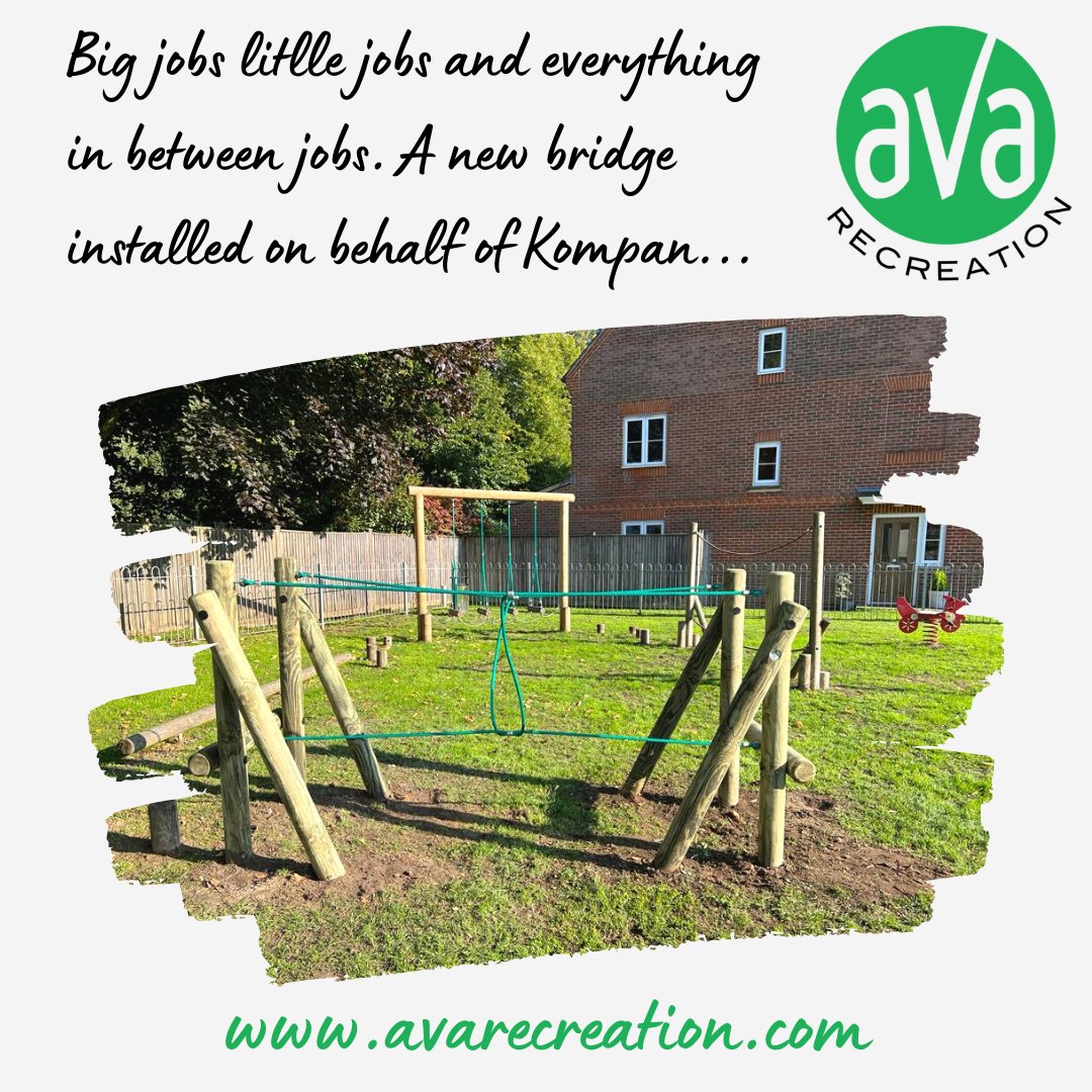 AvaRecreation's tweet photo. Big jobs, little jobs and everything inbetween jobs. A new bridge installed on behalf of @KompanUK 👍🛠️

#kompanuk #teamava #playgroundequipment #playground #outdoorplayground #play #surfacing #hampshirebusinessuk https://t.co/R3RTUZsHWr