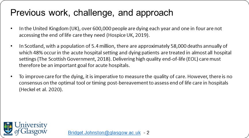 Palliative_Scot's tweet photo. Poster 52 #SPPCPosterParade22 Views of Care at End of Life: An action research study exploring the best ways of eliciting patient and family views of end of life care and giving real time feedback in acute hospitals @BridgetJohnst @UofGlasgow https://t.co/LZQ0JkJwR4