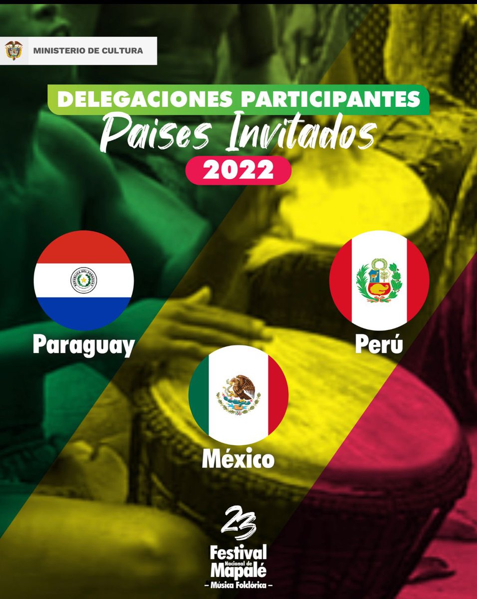 Festimapale_'s tweet photo. Este año estamos muy contentos, ya que nos acompañarán tres invitados internacionales, con los cuales tendremos intercambios de saberes y cultura. 
Ya casi bailamos al ritmo de Mapalé 🕖 https://t.co/E1QlLpC5Ak