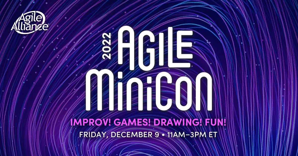 AgileAlliance's tweet image. Join us for a “Fun Buffet” of content at #AgileMiniCon with back-to-back speakers exploring #Agility via improvisation, games, visual scribing, and more. The fun, interactive 20-minute talks will be followed by Q&amp;amp;As and after-party networking! Online.
 agilealliance.org/agile-minicon-…
