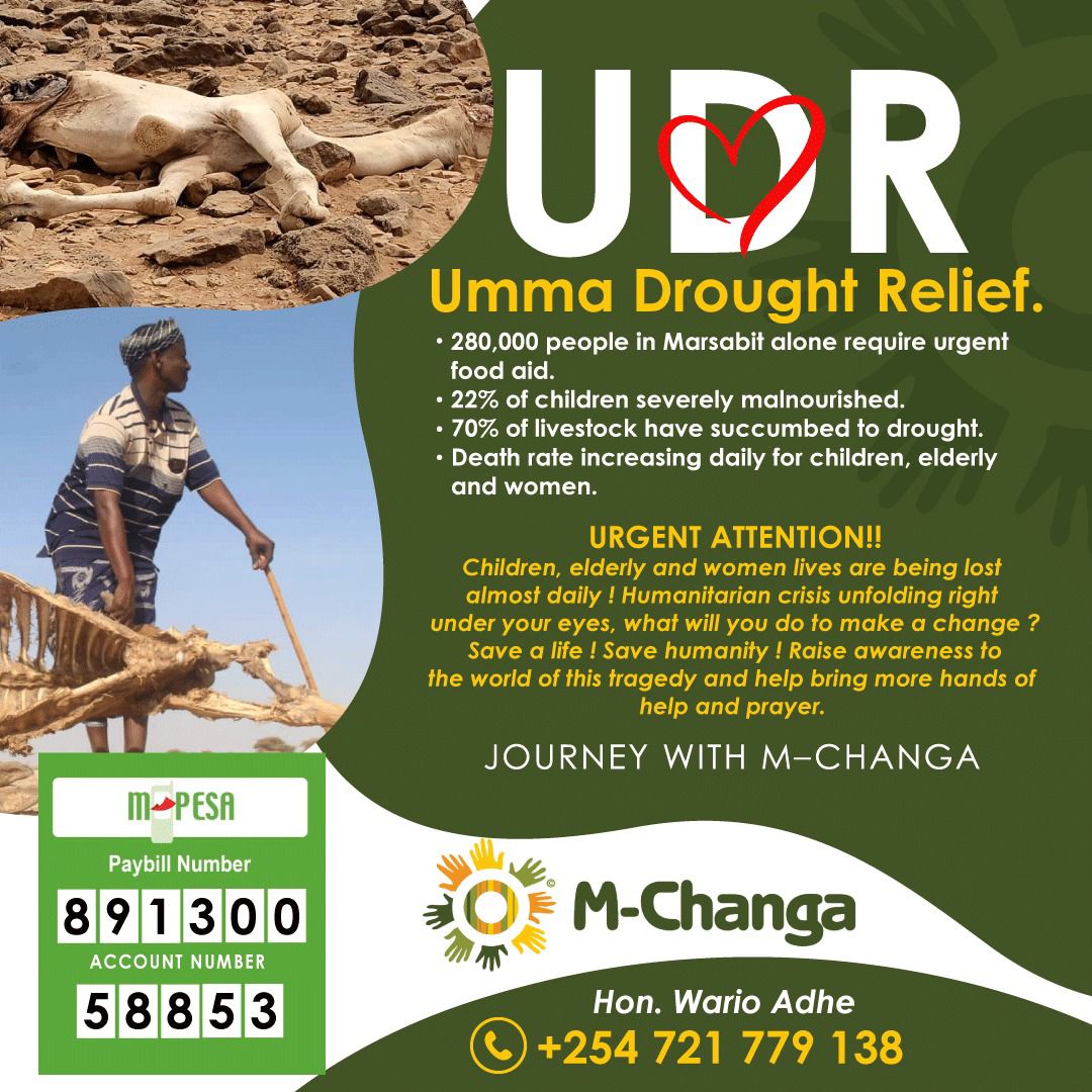 WGAdhe1's tweet photo. Livelihood systems have collapsed in North Horr in Northern Marsabit due to 4th cycle of failed rains. People are dying daily due to pang of hunger. Make a contribution to save a life and talk to a  friend to make a contribution thro the playbill below https://t.co/OBEyZgB8ty