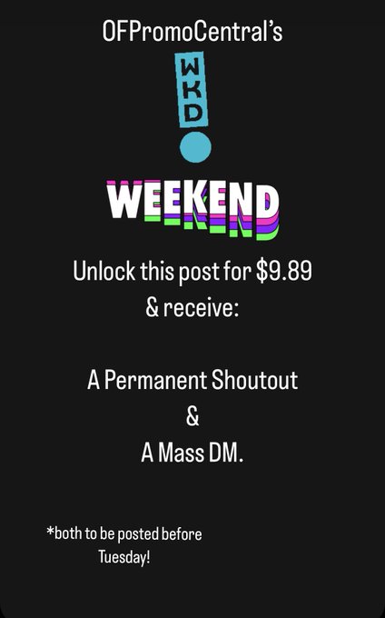 Weekend offer! DM for info! #onlyfans #PROMO https://t.co/R4fh59zjJ9<a href="/tag/onlyfans"class="tags">#onlyfans</a><a href="/tag/promo"class="tags">#PROMO</a>