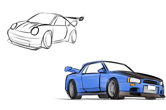 初めてまともにGT-Rを描けたよ 