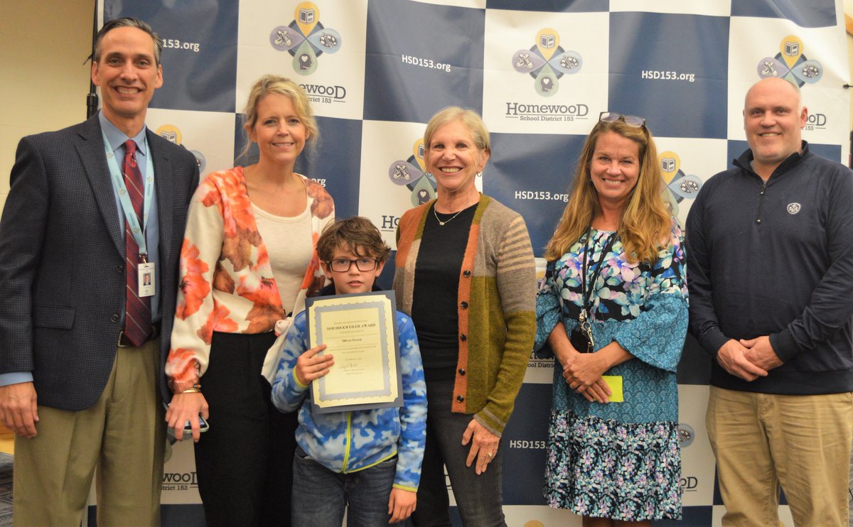 Homewood153's tweet photo. Congrats to the recipients of the Tom Dockweiler Awards, presented to a student at each school who showed great academic improvement during the previous school year. You make us #153Proud 3rd-grader Oliver Green, 4th-grader Blake London and 8th-grader J. Jesus Antolin! https://t.co/QMjDr4INju