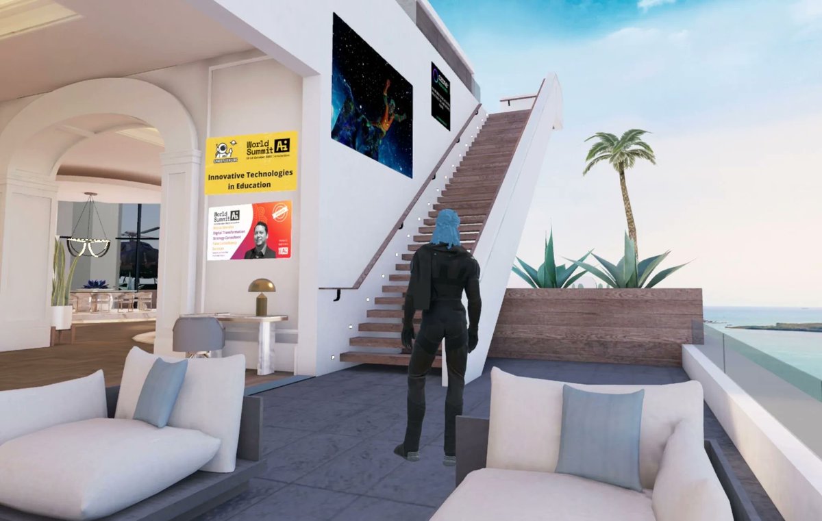 readyplayerme's tweet photo. The Free Energy Penthouse - Miami prepped by @thexanderlove for the World Summit AI presentation streamed live through the metaverse #readyplayerme #3davatars #WSAI22 https://t.co/xcqv4Ny45p