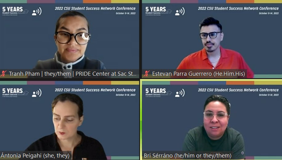 CSU_SuccessNet's tweet image. Day two of the 2022 Annual Conference begins with, “CSU Staff Plenary: Assessing Support for LGBTQIA2S+ Students in the CSU”. In this plenary, the panelists explain ways they have created support and a welcoming environment for #students on campus. #CSUStudentSuccess2022