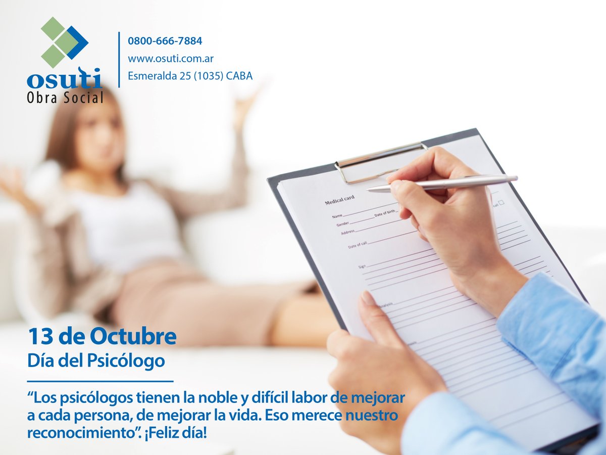 OSUTI_OS's tweet photo. 13 de octubre | Día del psicólogo
“Los psicólogos tienen la noble y difícil labor de mejorar a cada persona, de mejorar la vida. Eso merece nuestro reconocimiento”. ¡Feliz día!

************
#osuti #osutiobrasocial #DiaDelPsicologo https://t.co/6anoS9WYTm