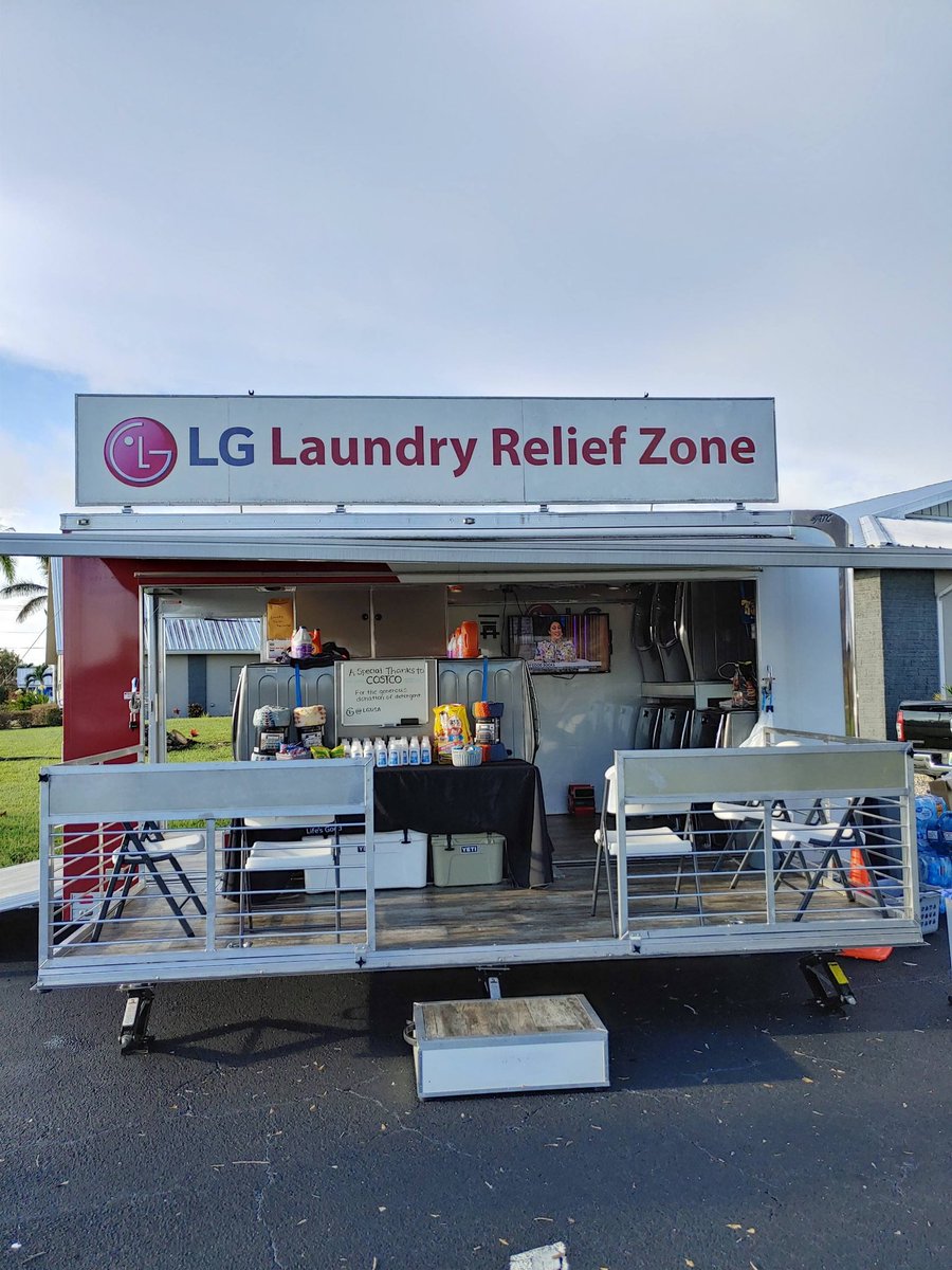 LGUS Laundry Relief Truck is in Cape Coral, FL. The truck will provide free Laundry service to local residents 10/12-10/26 from 8am-6pm. You can locate the truck at First Christian Church,  2620 Country Club Blvd, Cape Coral, FL 33904. #HurricaneIan #Relief #LGUS
