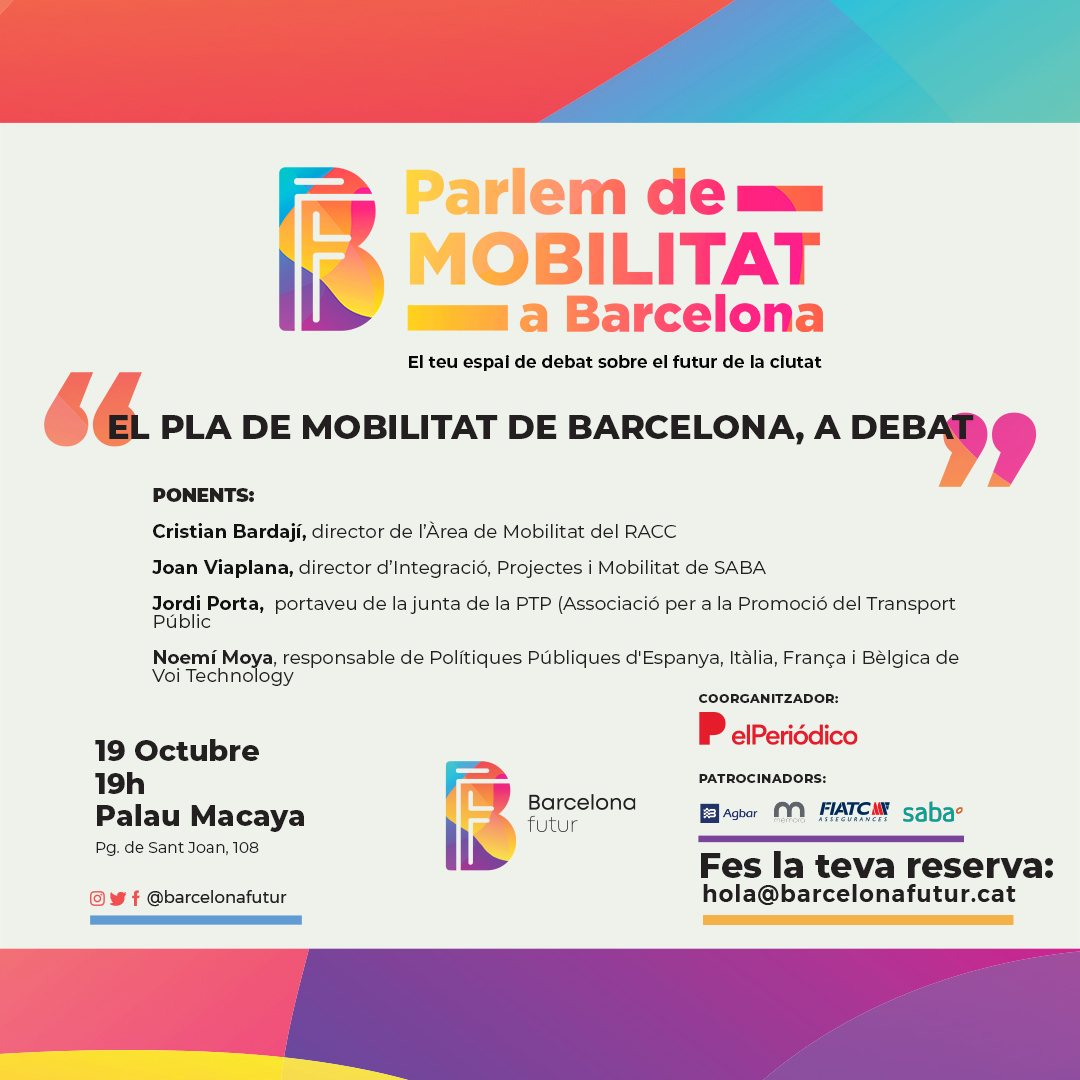barcelonafutur's tweet photo. ❓ I tu, com et mous per #Barcelona? Com conviuen els diferents mitjans de transport? Què passa amb les superilles? 

Aquestes són algunes de les preguntes que ens plantejarem al debat de #mobilitat amb 4 ponents de diferents àmbits 🔝

Vine 👉 https://t.co/p5UZtiFECh https://t.co/keByDKGtNr